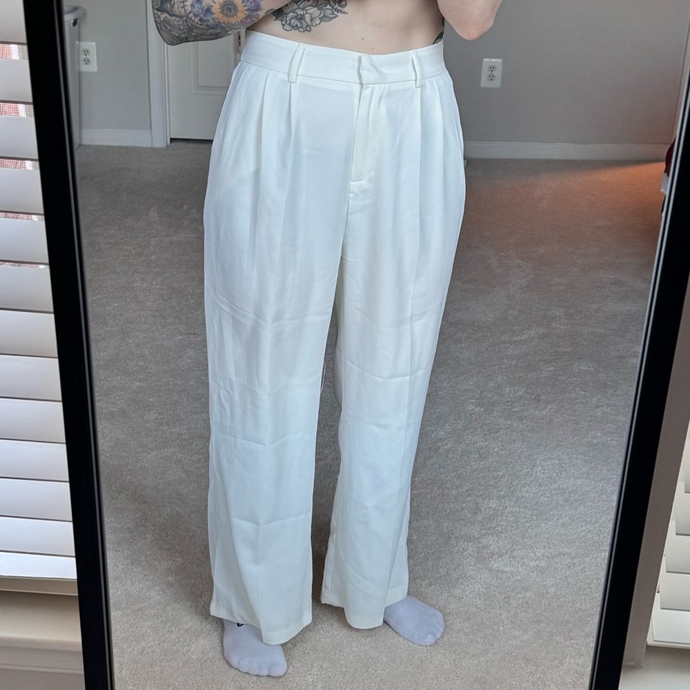 Funyyzo Women’s White Dress Pants Size L
